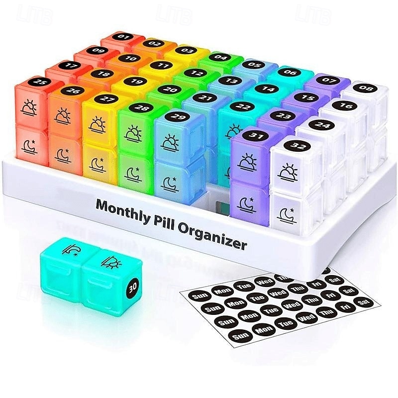 Monthly AM/PM Pill Organizer – Twice-a-Day Medicine & Vitamin Storage with Labels and Stickers for Easy Daily Management 2026 - $31.99 –P1
