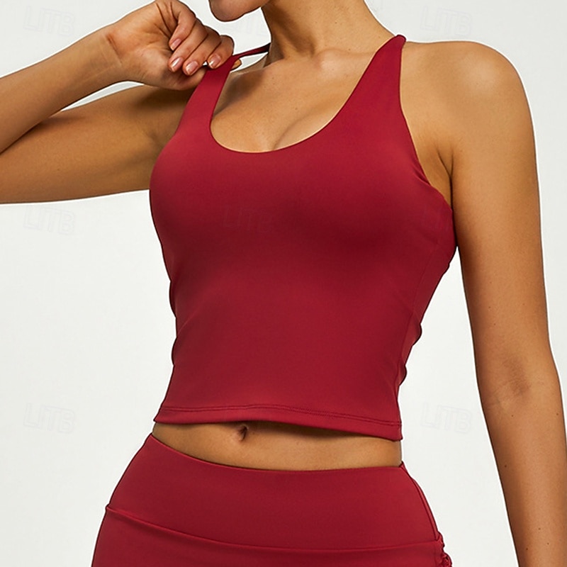 Femmes Soutien Moyen Débardeur Rembourré Brassières et Soutiens-gorge/Sport Mince Top Rembourré Salle de sport Exercice Course Léger Élastique Respirant Noir Blanche Rouge Couleur Unie de 2026 ? $16.49 –P3