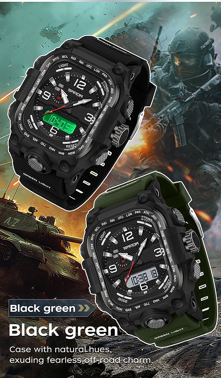 SANDA Men Digital Watch Creative Large Dial Outdoor Sports Luminous Stopwatch Alarm Clock Countdown Silicone Gel Silicone Watch 2026 - $26.99 –P5