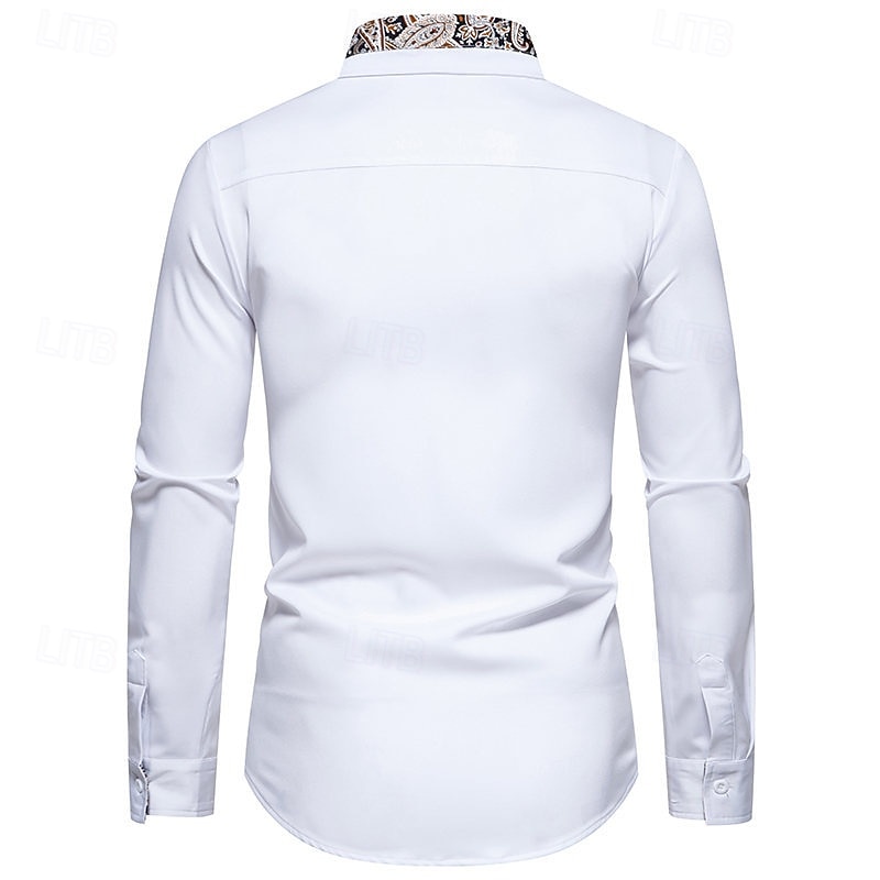 Men's Shirt Dress Shirt Button Up Shirt Cashew nuts Daily Business Black White Red Long Sleeve Turndown Spring All Seasons Clothing Apparel Patchwork 2026 - $31.99 –P8