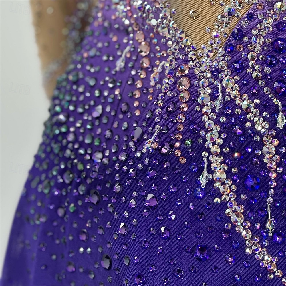 Figure Skating Dress Women's Ice Skating Dress Fuchsia Patchwork Open Back Stretchy Training Competition Skating Wear Classic Crystal / Rhinestone Long Sleeve Ice Skating Figure Skating 2026 - $362.19 –P5