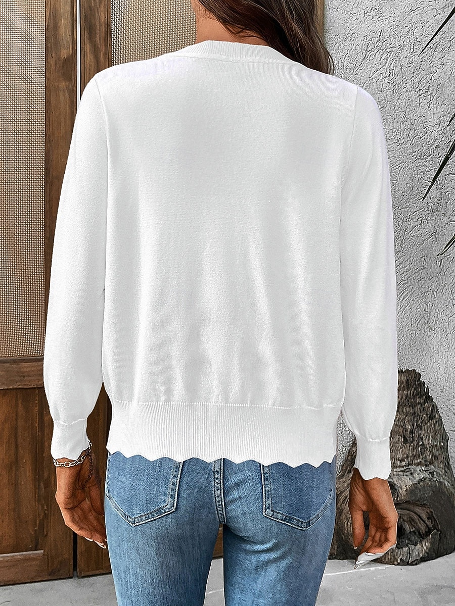 Per donna Felpa Cardigan Elegante Moda Streetwear Tinta unica Scollo a V Bottoni Lavorato a maglia Manica Lunga Top Regolari Maglia Quotidiano All'aperto Weekend Nero Bianco Estate Primavera del 2026 a $35.99 –P5