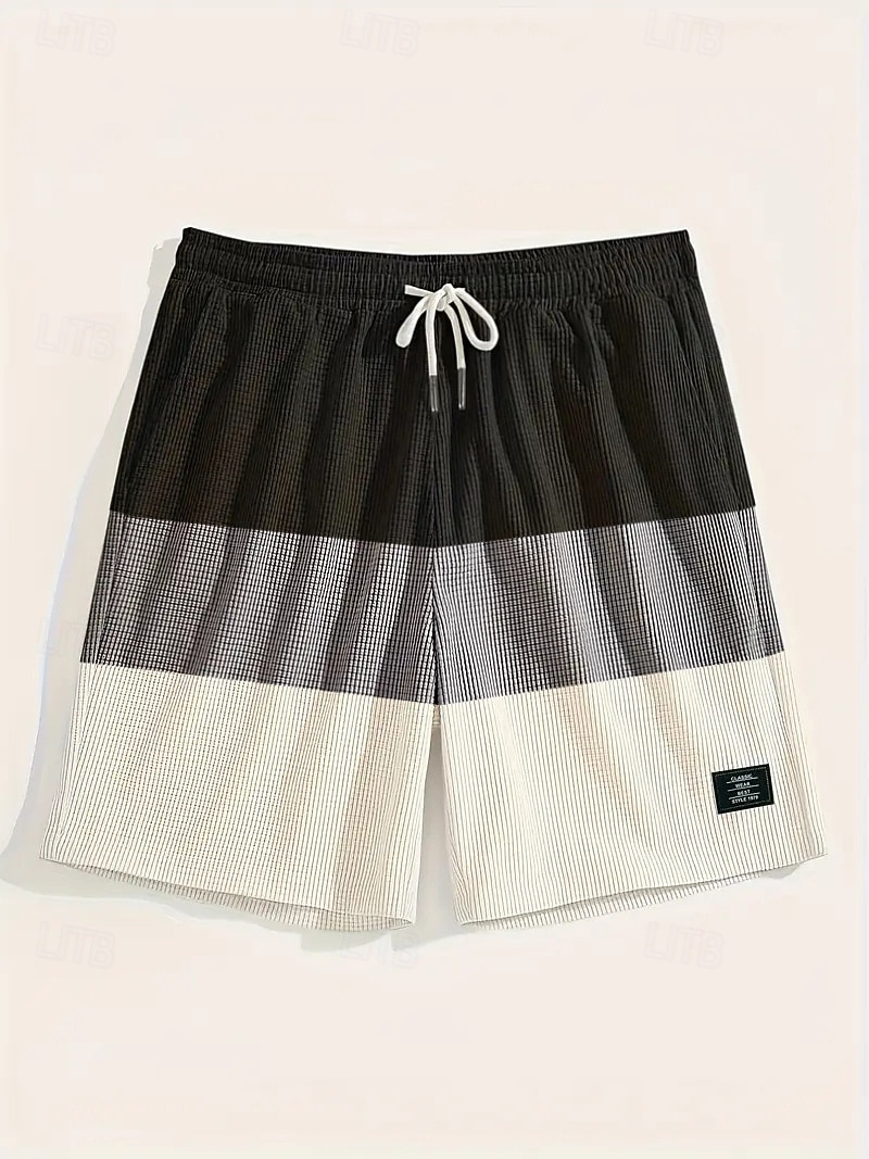 Homens Calções Waffle Calção Shorts casuais Bolsos Cintura elástica Tecido Conforto Respirável Comprimento do joelho Casual Ao ar livre Praia Férias Moda Preto Branco Sem Elasticidade de 2026 por $22.99 –P4