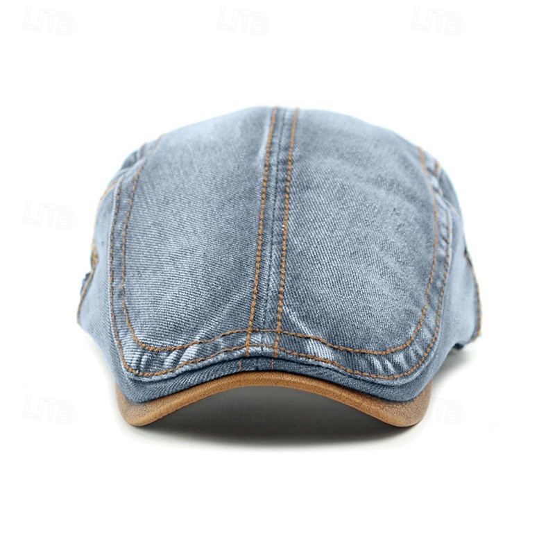 Voor heren Platte pet Ascot-hoed Krantenverkoper hoed Zwart Marineblauw Denim Modieus Casual Straat Dagelijks Effen Verstelbaar Zonbescherming Ademend 2026 - $13.49 –P10