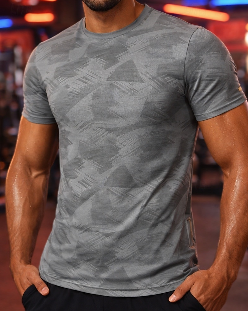 Муж. камуфляж Футболка для бега Компрессионная футболка Спортивная рубашка Спортивный топ Лето С короткими рукавами Быстровысыхающий Влагоотводящие Дышащий Тренировка в тренажерном зале Прогулки Бег 2026 - $18.99 –P3