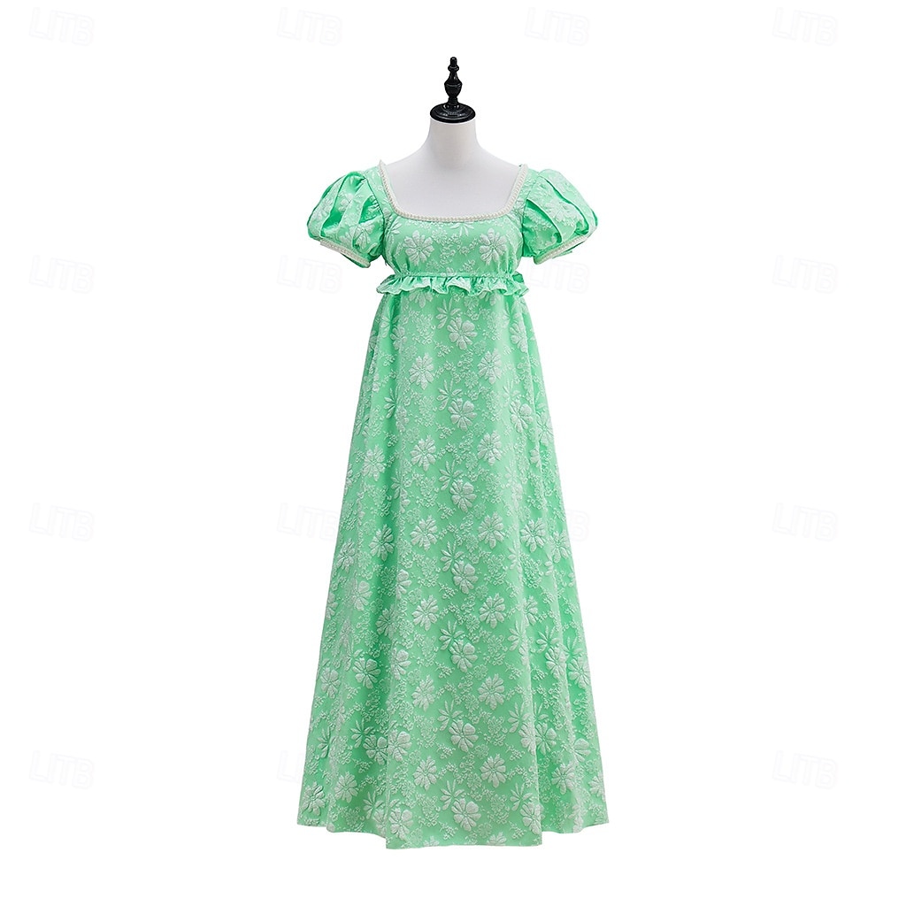 Retro Vintage Mittelalterlich Renaissance Bodenlang Kleid Ballkleid Kleid im Regency-Stil Puffärmel / Ballon Jacquard Blumen Kostüm Damen Halloween Karneval Abschlussball Hochzeit Maskerade Erwachsene 2026 - $55.99 –P17