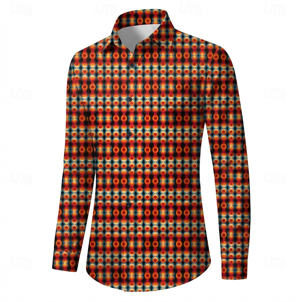Retro Vintage 1970s Shirt Aloha Shirt Long Sleeves Hippie Geometric Fancy Dress Men's Masquerade Music Festival Party Daily Wear Adults' Shirt 2026 - $23.99 –P4