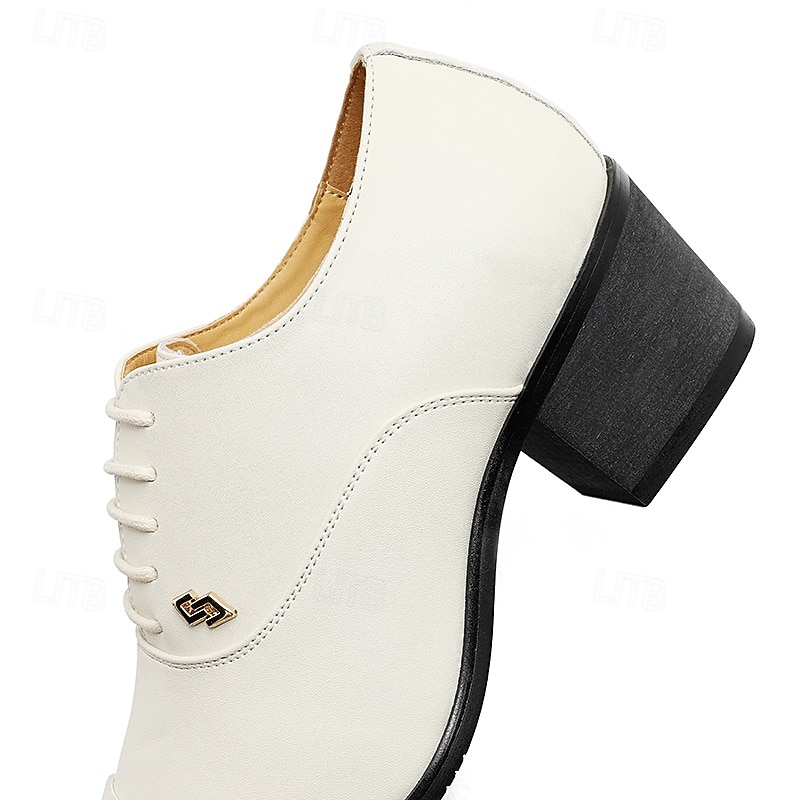 Sapatos sociais masculinos Oxford brancos em couro sintético, com design elegante de amarrar, ideais para casamentos e eventos formais. de 2026 por $54.99 –P6