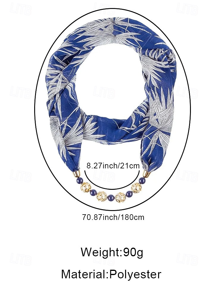 Women's Bohemian Chiffon Scarf Necklace, Soft Polyester Floral Print Infinity Scarf with Beaded Pendant, Lightweight Fashion Accessory for Women, Perfect for Daily Casual, Vacation, Travel Wear 2026 - $11.99 –P9