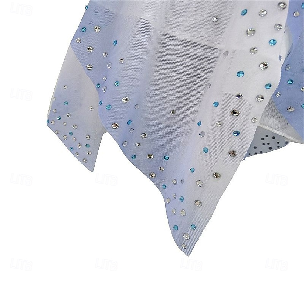 Abito da pattinaggio artistico Ragazze Pattinaggio sul ghiaccio Vestito Azzurro cielo Patchwork Orlo asimmetrico Elasticizzato Allenamento Competizione Vestiti da pattinaggio sul ghiaccio Classico del 2026 a $224.19 –P8