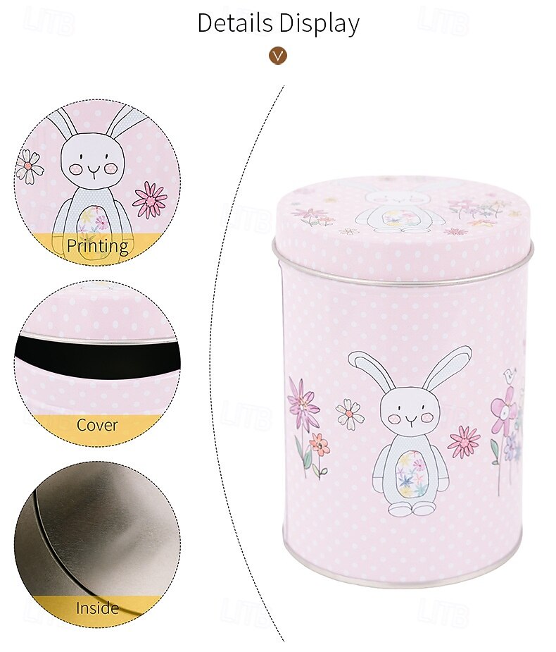 4pcs/set Easter Pink Bunny Tin Storage Bucket, Metal Rabbit Candy Gift Packaging Can, Empty Treat Container Box 2026 - $17.99 –P14