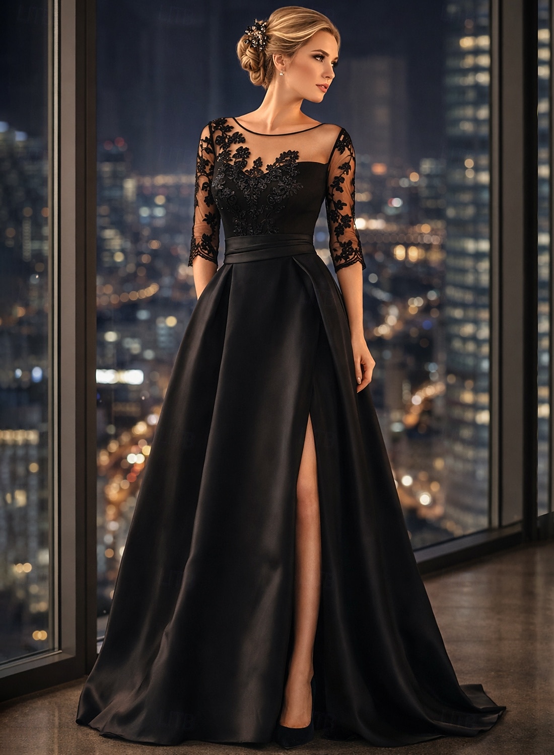 short sleeve dress v neck Ever-Pretty Plus Size Sequin Midi Dress with V-Neck for Mothers of the Bride