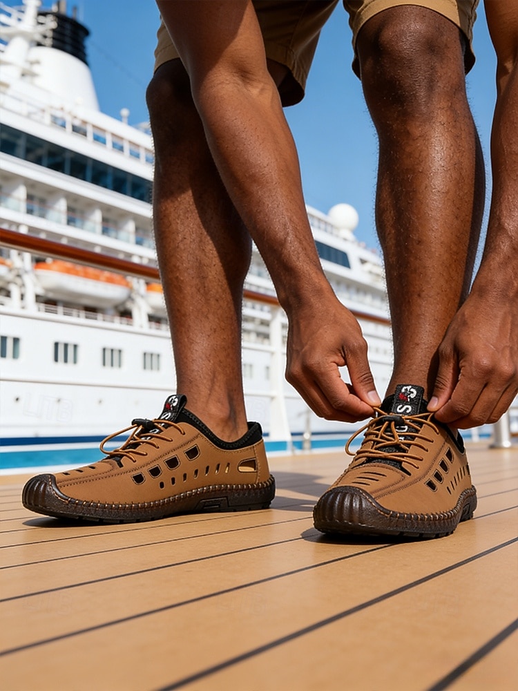 Tênis casuais masculinos marrons, duráveis e confortáveis para aventuras em ilhas e cruzeiros. de 2026 por $34.99 –P5