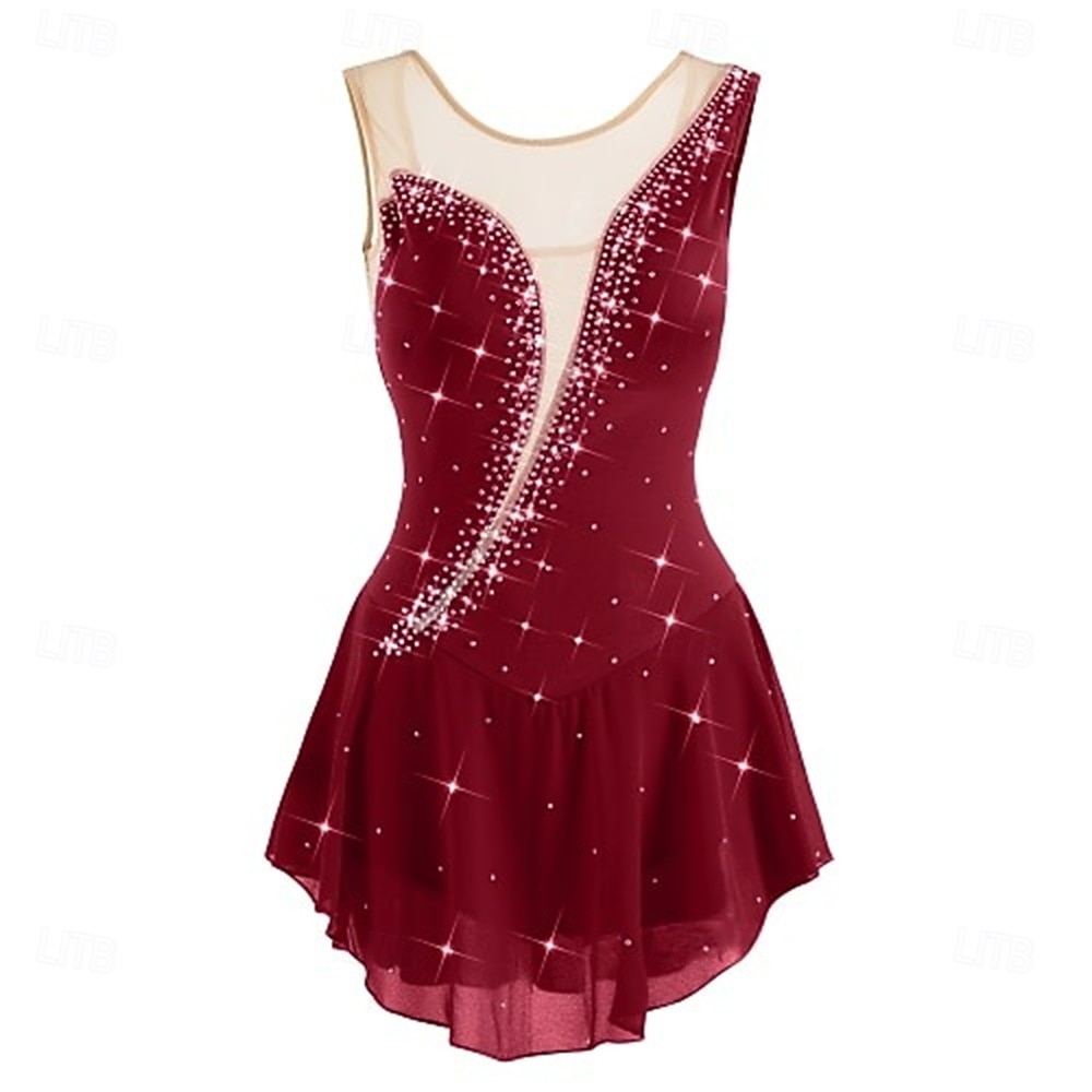 Vestido de patinaje artístico Mujer Patinaje Sobre Hielo Vestidos Violeta Azul marinero Blanco Retazos Espalda Abierta Elástico Entrenamiento Competición Ropa de Patinaje Clásico Cristal / Strass Sin 2026 - $154.99 –P7