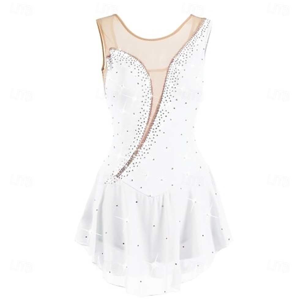 Vestido de patinaje artístico Mujer Patinaje Sobre Hielo Vestidos Violeta Azul marinero Blanco Retazos Espalda Abierta Elástico Entrenamiento Competición Ropa de Patinaje Clásico Cristal / Strass Sin 2026 - $154.99 –P11