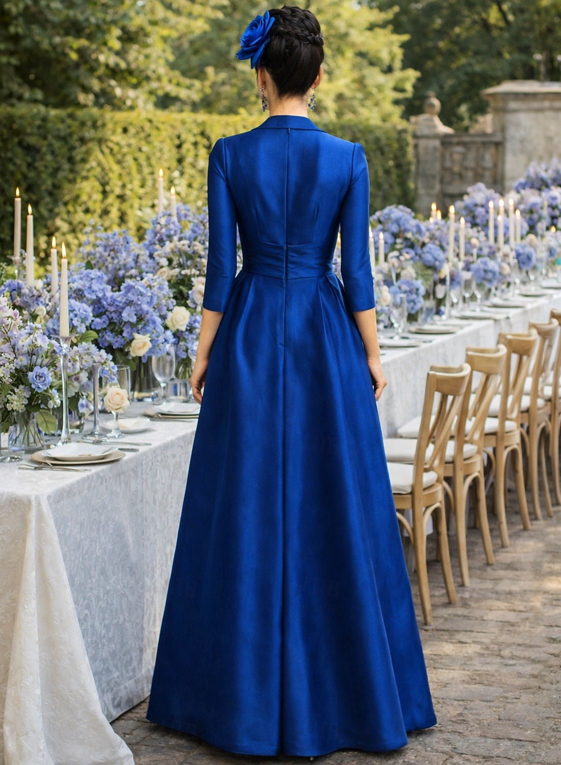 Linea ad A Sirena Tromba Tubino Colonna Lunghezza al pavimento Abito da invitata a nozze Abito Formale Abito da sera Abito da cerimonia per signora Manica 3/4 Mezza Manica Scollo a V Collo gioiello del 2026 a $160.99 –P2