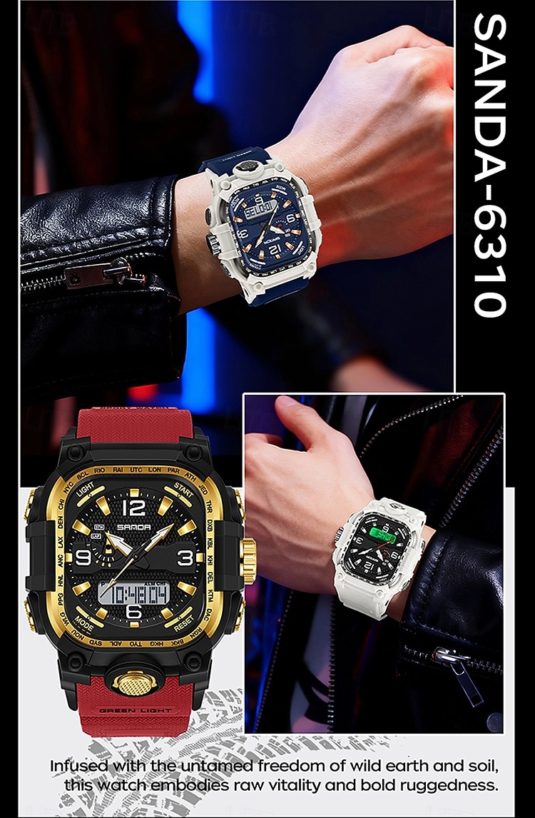 SANDA Men Digital Watch Creative Large Dial Outdoor Sports Luminous Stopwatch Alarm Clock Countdown Silicone Gel Silicone Watch 2026 - $26.99 –P16