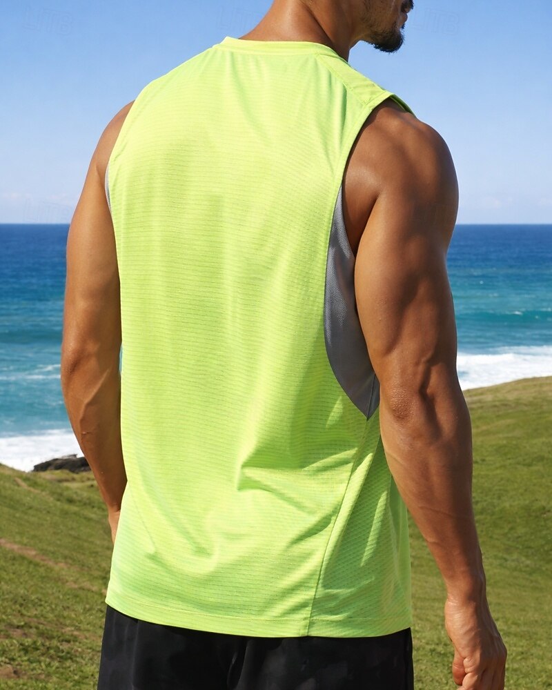 2026年 男性用 カラーブロック ワークアウトタンクトップ ランニングタンクトップ スポーツトップ 夏 パッチワーク ノースリーブ 速乾性 吸汗性 高通気性 ジムトレーニング ウォーキング ジョギング スカイブルー ダークグレイ ライトグレー スポーツウェア アクティブウェア  コレクション – $11.49 –P2