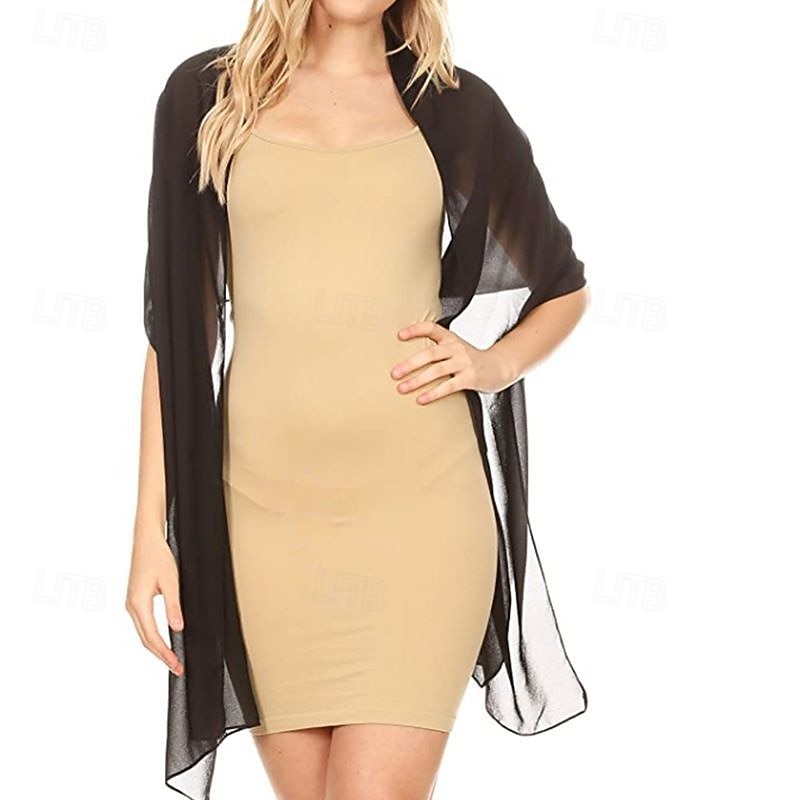 Chales Estolas de Señora Envolturas de la madre Envolturas de novia Envolturas de invitados de boda Elegante damas Estilo formal Sin Mangas Gasa Velos de Boda Con Color Puro Para Diario Verano 2026 - $22.99 –P4