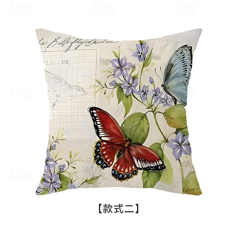 Capa de almofada decorativa em linho com estampa floral de primavera e pássaros, ideal para sala de estar, sofá e decoração de casa. de 2026 por $9.99 –P8