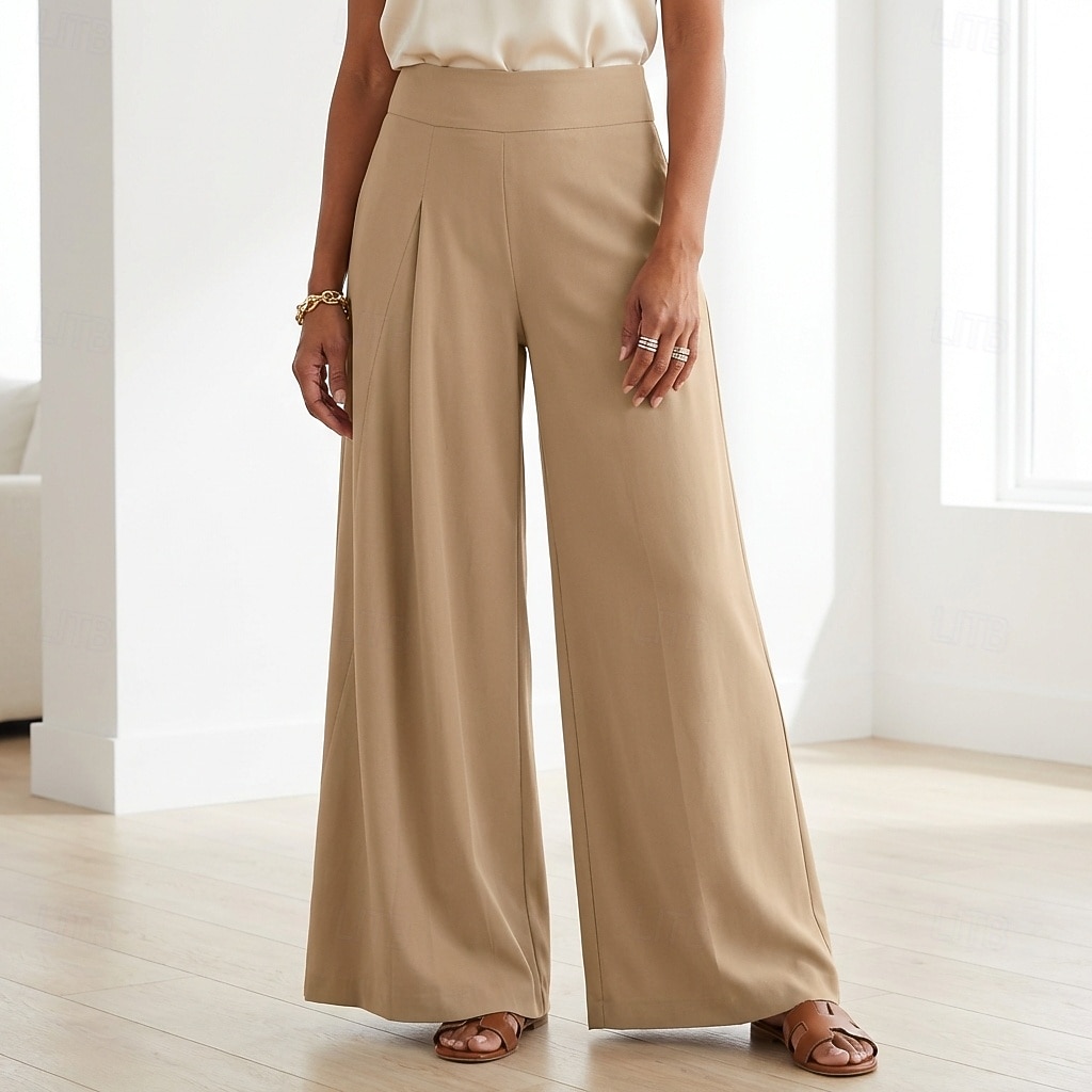 Damskie Spodnie szerokie nogawki Spodnie Moda Moda miejska Pełna długość Wysoka talia Równina Kieszeń Ruched Butt Lifting Wysokie cięcie Komfort Oddychalność Miękka Średnio elastyczny Urlop Ulica 2026 - $22.99 –P3