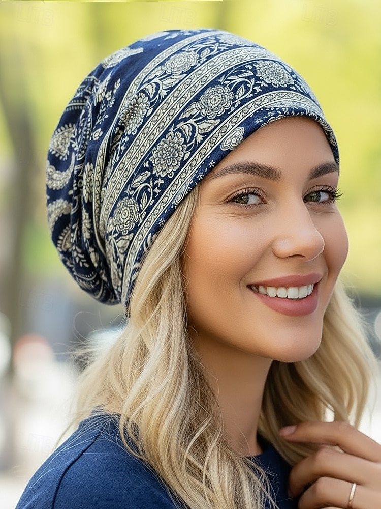 Dámská bohémská čepice s paisley vzorem, měkká polyesterová vícebarevná pokrývka hlavy a nákrčník, lehký doplněk ve vintage stylu pro ženy, ideální pro každodenní nošení, dovolenou a cestování 2026 - $11.99 –P1
