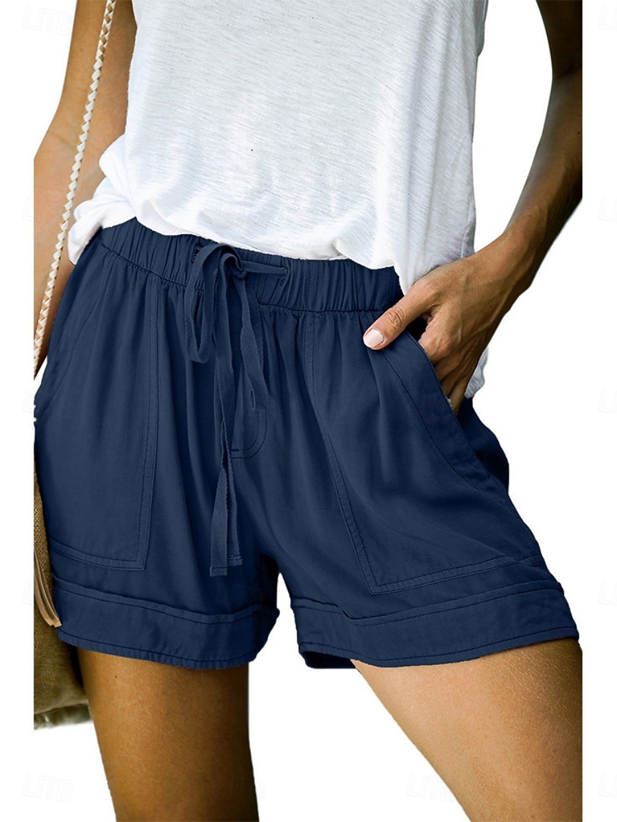 Damen Shorts Sommershorts Baggy-Shorts Urlaub Mode Streetwear Kurz Hohe Taille Einfach Kordelzug Tasche Elastischer Bund Atmungsaktivität Bequem Unelastisch Täglich Urlaub Straße Hellgrau Schwarz 2026 - $16.99 –P16