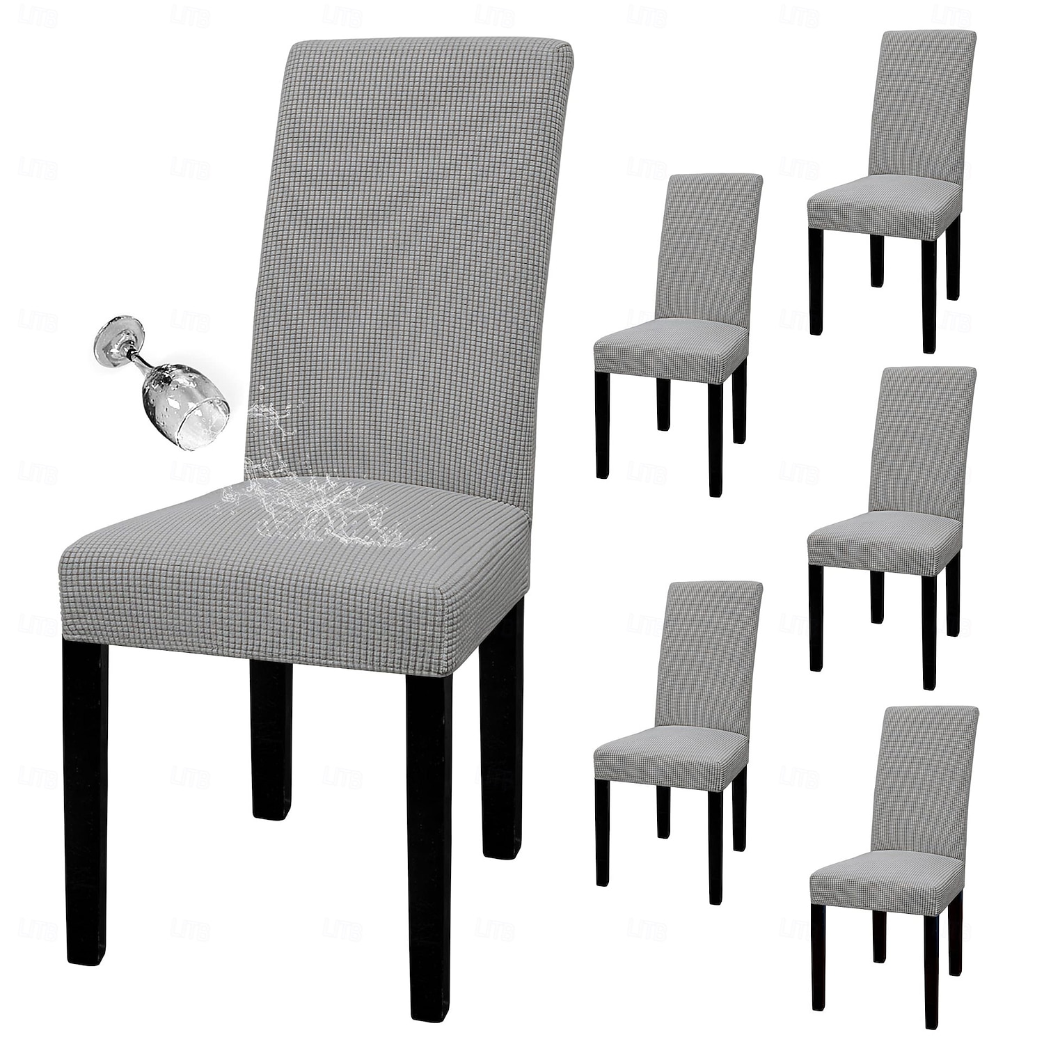 100 % vanntett stoltrekk til spisestue, sett med 6, stretch jacquard stoltrekk, avtakbart og vaskbart, for hjem, restaurant, bankett 2026 - $51.99 –P10