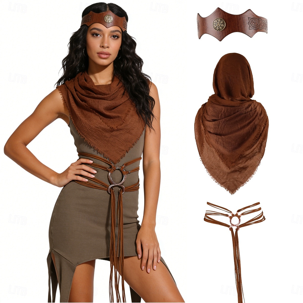 Medieval Renaissance Fancy Costume Accessories Warrior Viking Fancy Dress Women's Viking Halloween Carnival Performance LARP Ren Faire Adults' Shawl Belt Headband 2026 - $19.99 –P1