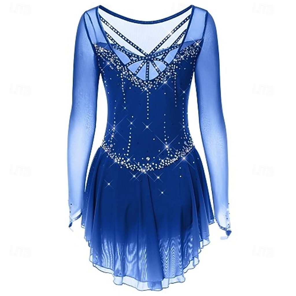 Vestido de patinaje artístico Chica Patinaje Sobre Hielo Vestidos Negro Blanco Amarillo Retazos Costura asimétrica Elástico Entrenamiento Competición Ropa de Patinaje Clásico Cristal / Strass Manga 2026 - $241.49 –P7