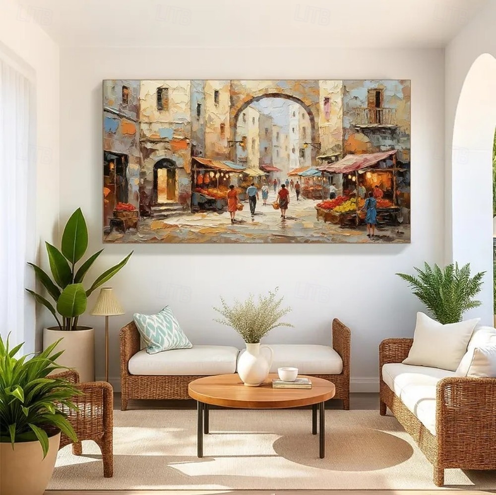 kézzel készített olajfestmény vászon faldekoráció építészet utcakép lakberendezéshez keret nélküli, feszítetlen festmény 2026 - $87.99 –P6
