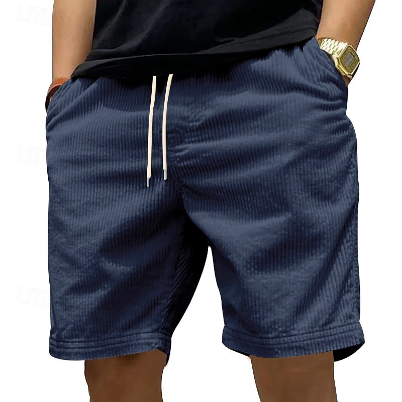 Herren Shorts Freizeitshorts Cordshorts Tasche Elastischer Bund Rein Einfach Vertikale Streifen Komfort Atmungsaktiv Über dem Knie Lässig Outdoor Strand Urlaub Mode Schwarz Weiß Mikroelastisch 2026 - $18.99 –P8