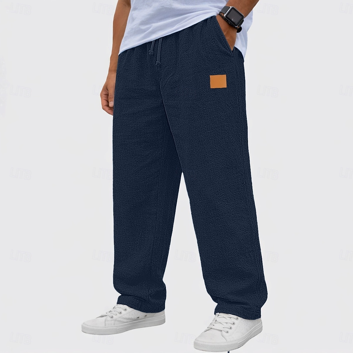 Herren Leinenhosen Hose Sommerhose Baggy-Hosen Freizeithose Kordelzug Elastischer Bund Gerader Schnitt Einfach Komfort Atmungsaktiv Volle Länge Täglich Outdoor Ferien Mode Klassicher Stil Schwarz Weiß 2026 - $22.99 –P10