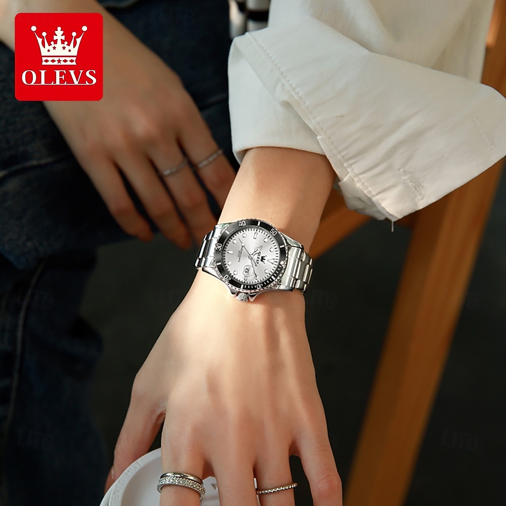 Mother's Day Gift OLEVS Women Quartz Watch Creative Minimalist Luxury Casual Calendar Date Waterproof Decoration Stainless Steel Strap Watch 2026 - $37.99 –P9