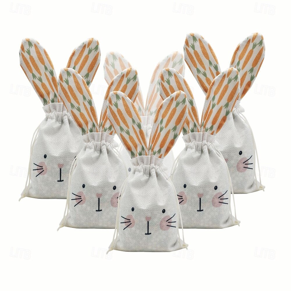 6pcs Bunny Drawstring Bags, 5.91x7.09inch, Cute Carrot Rabbit Easter Gift Pouches for Party Favors, Candy, Jewelry, Surprise Packaging, Goodie Bags for Wedding, Tailgating, Spring & Summer Events 2026 - $27.99 –P1