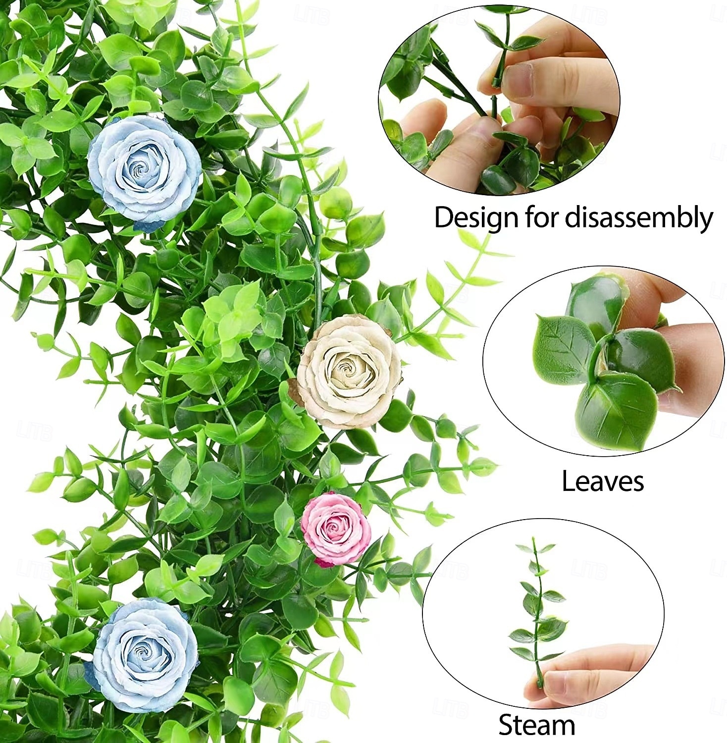 6 szt. sztucznych eukaliptusów, sznur eukaliptusa, 6 stóp, liście eukaliptusa, zielona girlanda na wesele, kolację, dom, zielona 2026 - $26.99 –P4