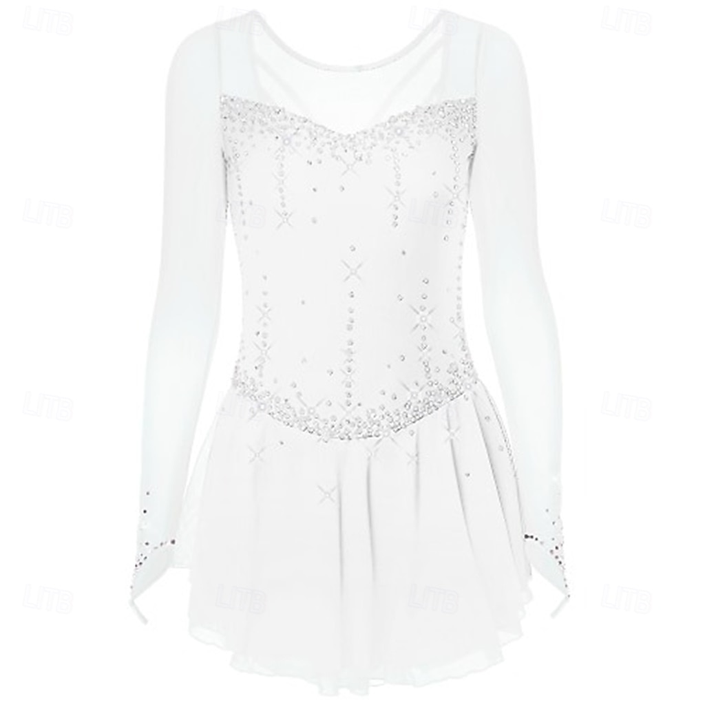 Vestido de patinaje artístico Chica Patinaje Sobre Hielo Vestidos Negro Blanco Amarillo Retazos Costura asimétrica Elástico Entrenamiento Competición Ropa de Patinaje Clásico Cristal / Strass Manga 2026 - $241.49 –P18