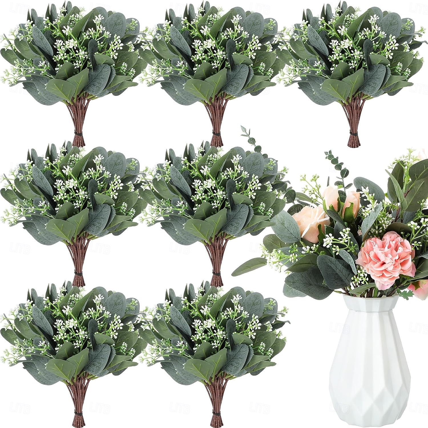 20 Pcs Mixed Eucalyptus Leaves Stems Bulk Artificial Eucalyptus Leaves with White Seeds Artificial Silver Dollar Sprays Faux Oval for Floral Wreath Bouquets Wedding Greenery Decoration 2026 - $21.99 –P1