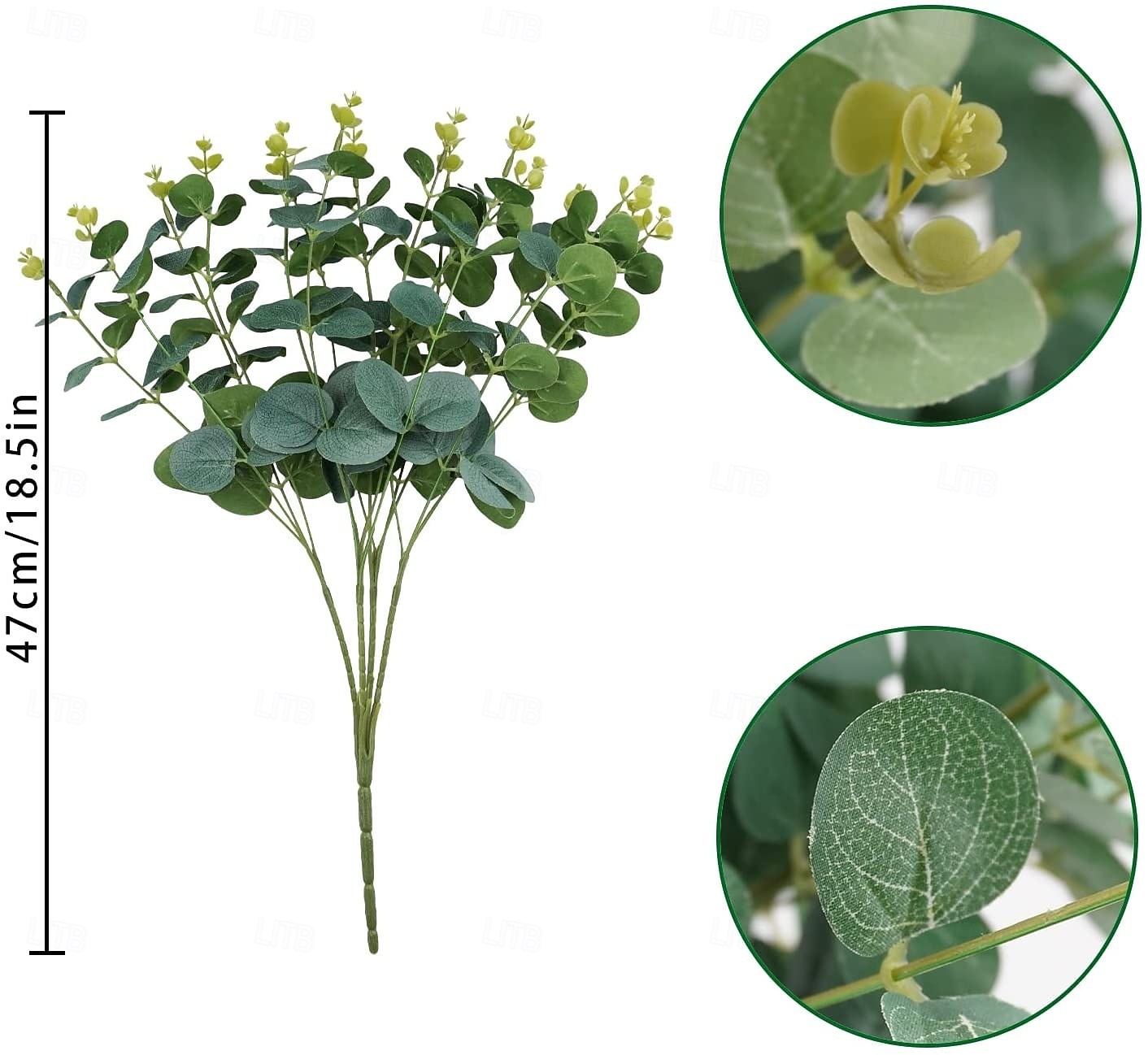 4 paquetes de tallos de eucalipto artificiales, hojas de eucalipto dólar de plata falsas, ramas verdes para arreglos florales. &decoración del hogar 2026 - $26.99 –P10