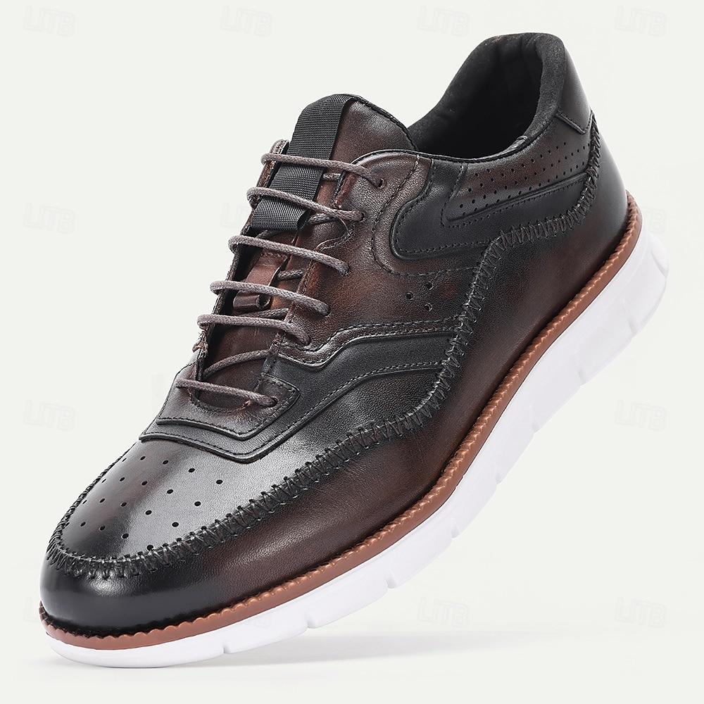 Grüne Herren-Sneaker aus echtem Leder – atmungsaktives Wingtip-Design, elegante Freizeitschuhe, geeignet für Büro, Party und Alltag 2026 - $84.99 –P4