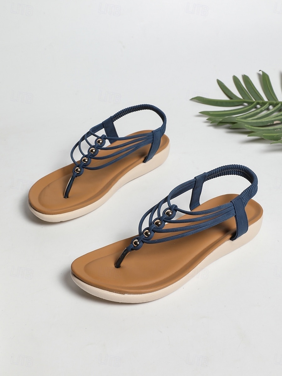 Sandálias femininas de dedo com tiras e palmilha acolchoada, sandálias rasteiras com tira elástica no calcanhar, estilo casual e confortável para o verão, ideais para caminhadas, férias, praia e de 2026 por $11.99 –P3