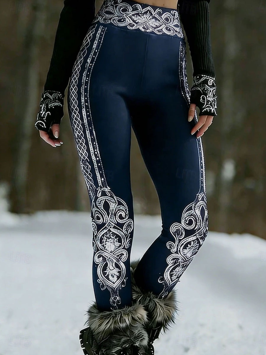 Mulheres Leggings Férias Vintage Estilo Étnico Comprimento total Cintura Alta Gráfico Geométrica Macio Confortável Com Stretch Diário Casa Ao ar livre Vinho Preto Azul Marinho Verde Verão Primavera de 2026 por $24.99 –P4