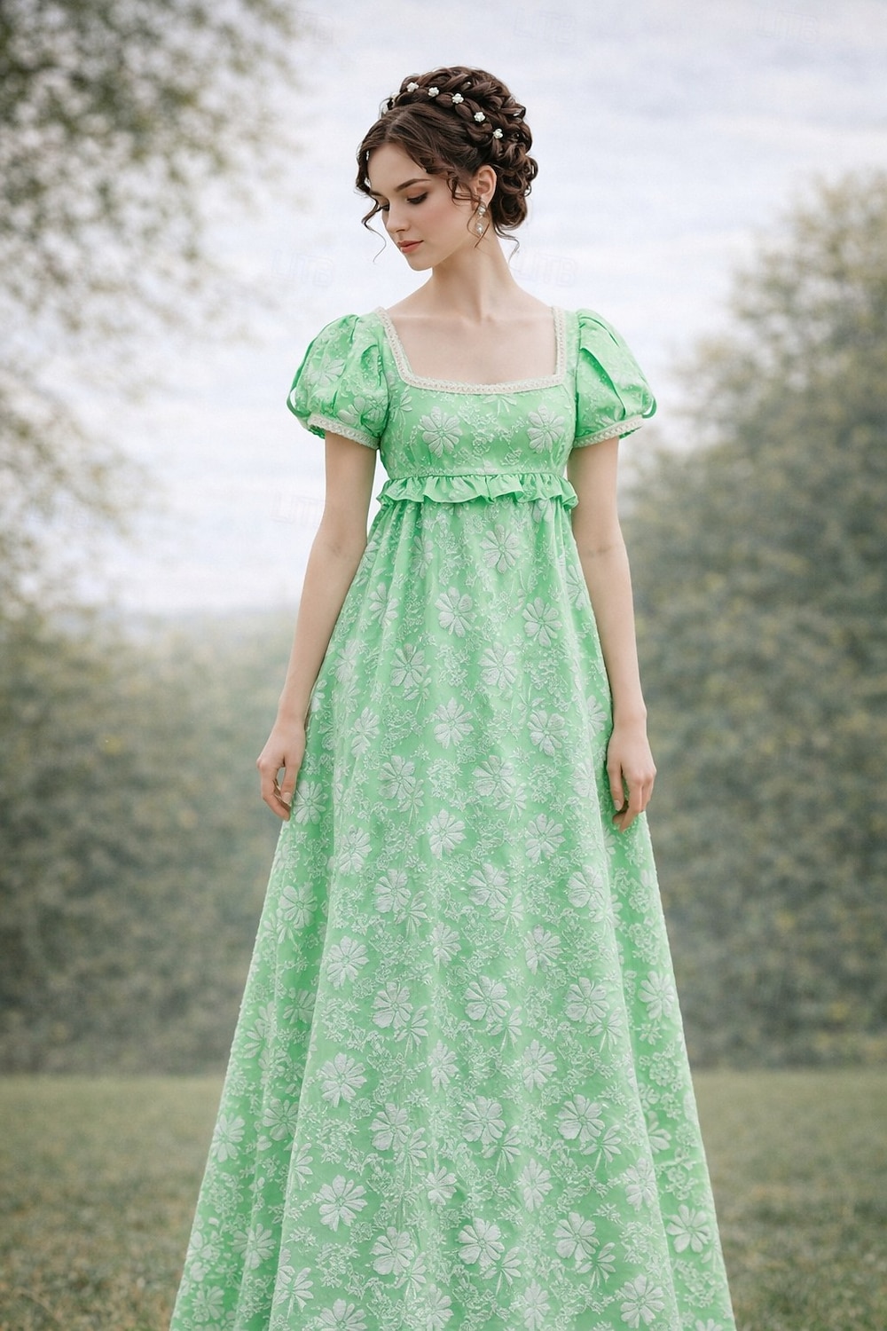 Retro Vintage Mittelalterlich Renaissance Bodenlang Kleid Ballkleid Kleid im Regency-Stil Puffärmel / Ballon Jacquard Blumen Kostüm Damen Halloween Karneval Abschlussball Hochzeit Maskerade Erwachsene 2026 - $55.99 –P18