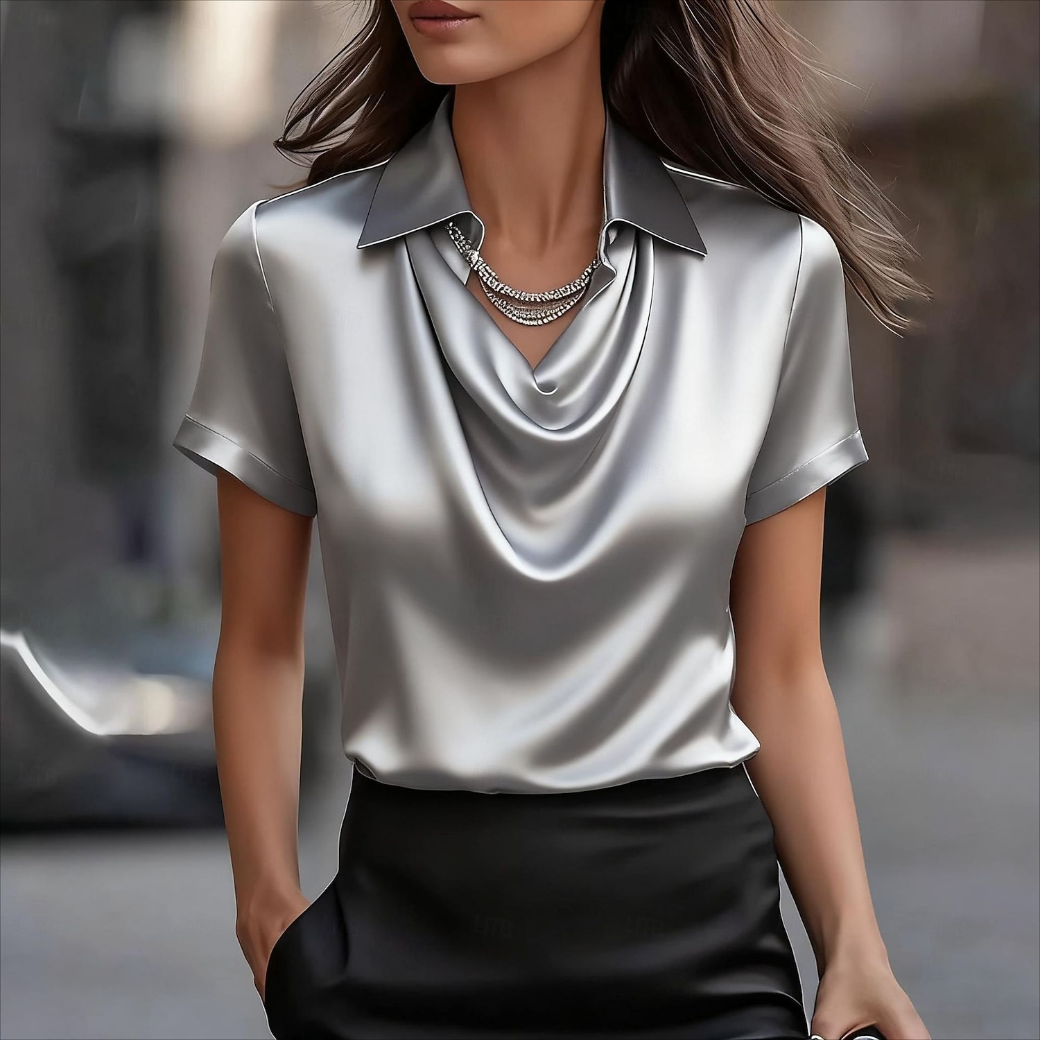 Women's Shirt Blouse Ruched Solid Color Elegant Vacation Party Sleeveless Cowl Neck Regular Tops Daily Outdoor Office Light Blue claret Large quantities of stock available Maximum size weight: 118 2026 - $22.99 –P9