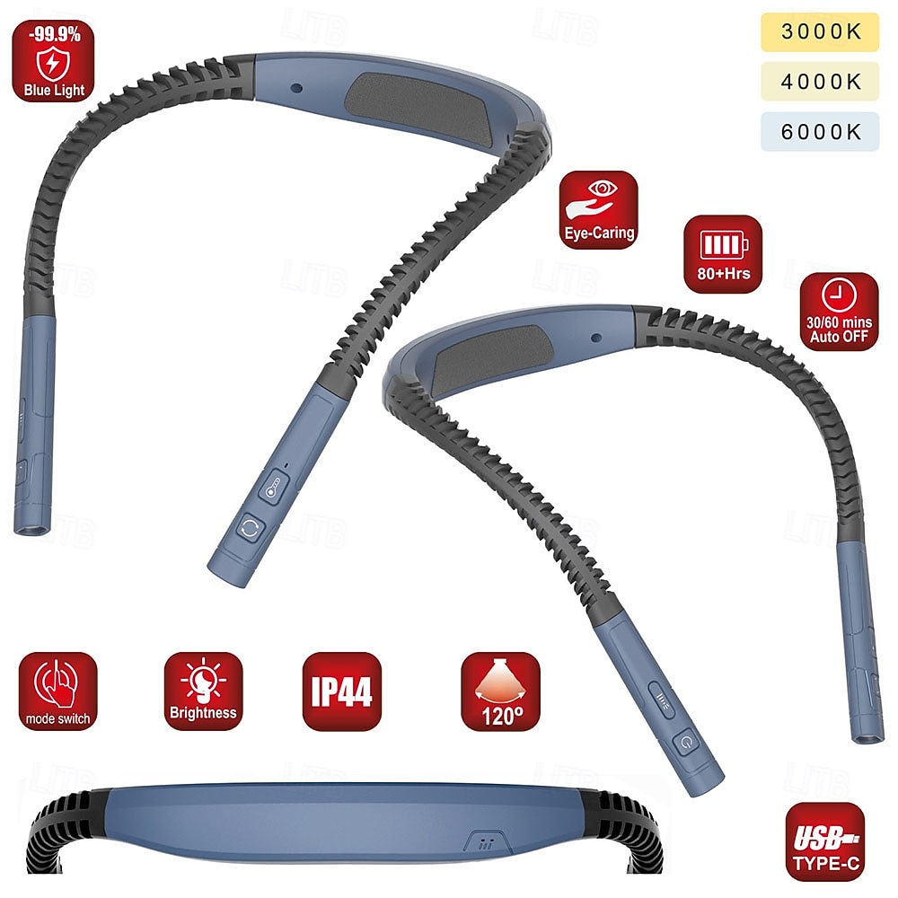LED Flexible Neck Reading Light Book Light for Bed Reading 3 Colors 5 Brightness Levels Bendable USB Rechargeable Lamp Durable 2026 - $27.99 –P4