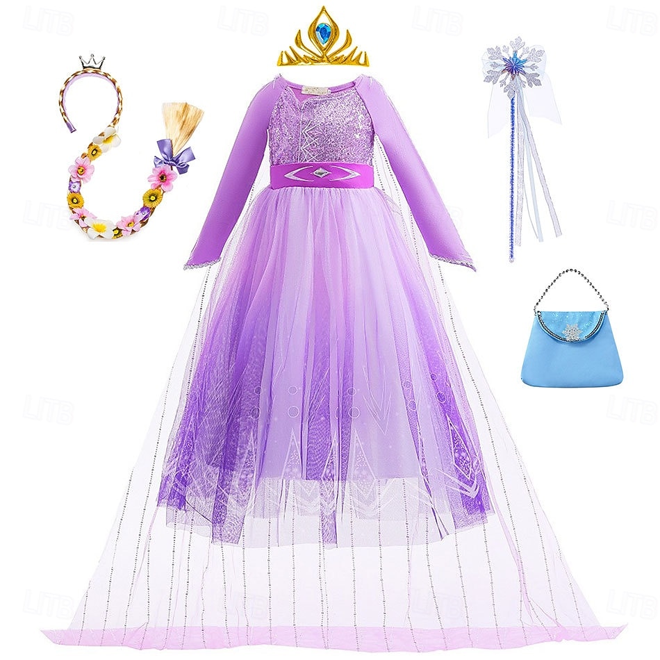 Semaine du livre 2026 La Reine des Neiges Glacial Conte de Fées Princesse Anna Robe de demoiselle d'honneur Costume de soirée à thème Robes en tulle Cosplay for Fille Enfant Noël Carnaval Mascarade de 2026 ? $51.39 –P1