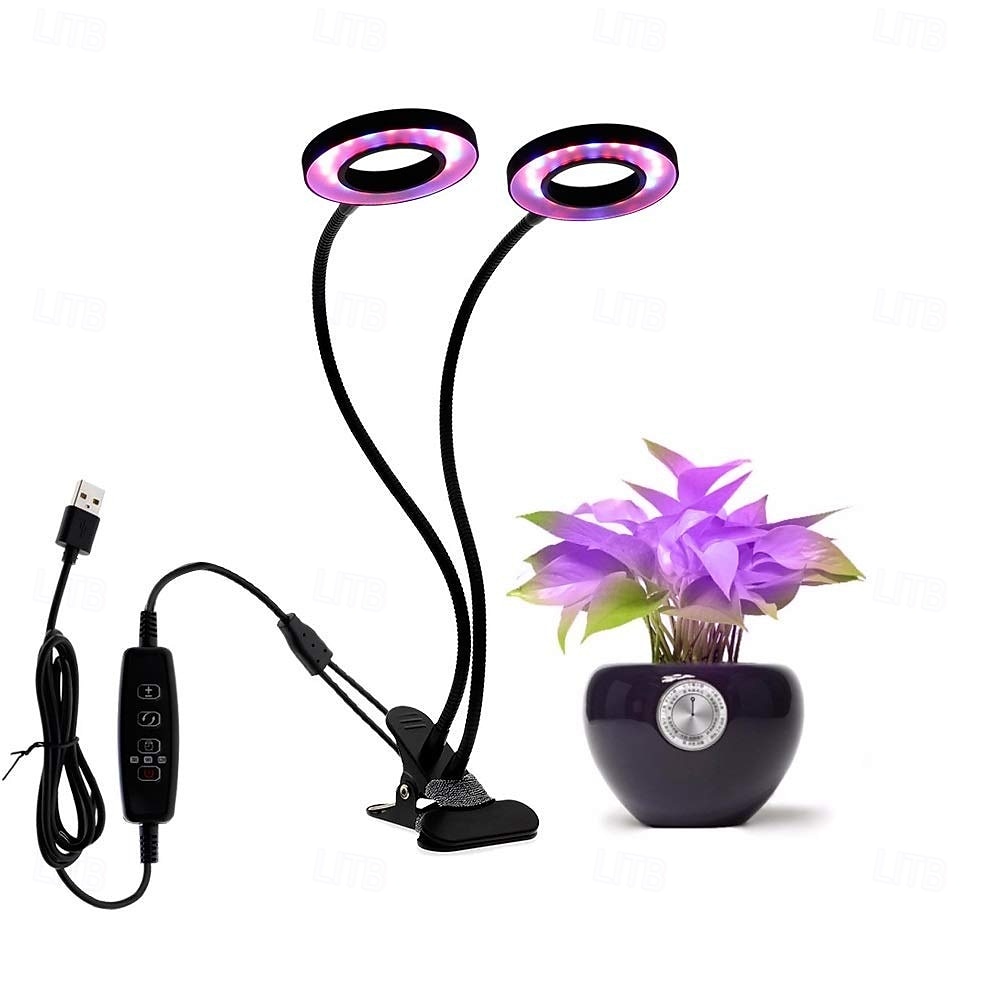 Luminária de LED para cultivo de plantas com 1/2/3/4 LEDs, espectro completo, 48 LEDs, temporizador, brilho ajustável, alimentação USB 5V, ideal para plantas de interior, hidroponia, hortaliças, de 2026 por $18.49 –P7