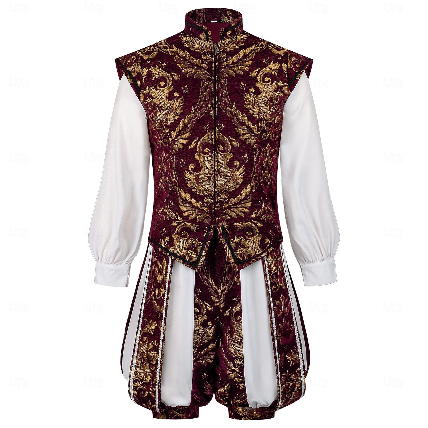 2026年 ロココ調 ヴィクトリアン ルネッサンス ケープ ファンシーコスチューム 貴族 王室の衣装 フィット＆フレア 仮装 男性用 ファンタジー ハロウィーン カーニバル 性能 LARP レンフェア 成人 上着 パンツ クローク  コレクション – $121.99 –P4