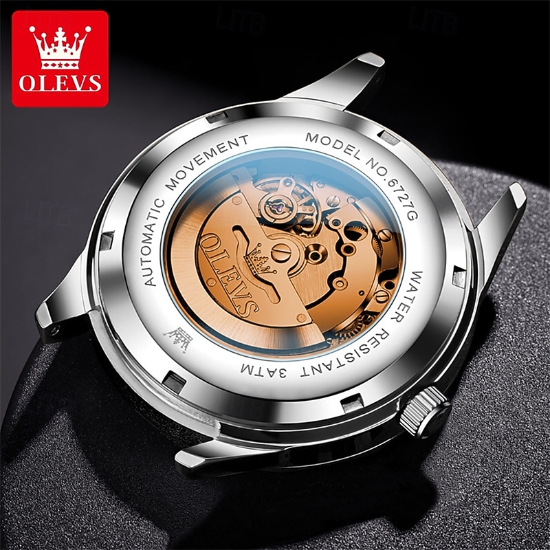 Nové pánské business hodinky značky Olevs s luminiscenčním displejem, kalendářem a týdenním ukazatelem, plně automatickým mechanickým strojkem, tvarem kosočtverce osazeným diamanty, voděodolné, vhodné 2026 - $94.99 –P1