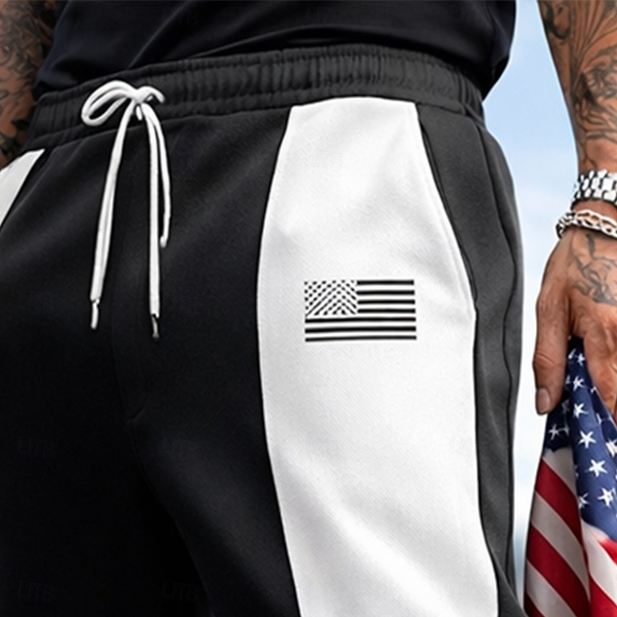 Bărbați Pantaloni Sport Pantaloni de sport cu picior drept Cordon Buzunar Talie elastică Bloc Culoare Steag Național Confort Lungime totală Casual Zilnic În aer liber Vacanță Modă Negru Roșu-aprins 2026 - $25.99 –P2